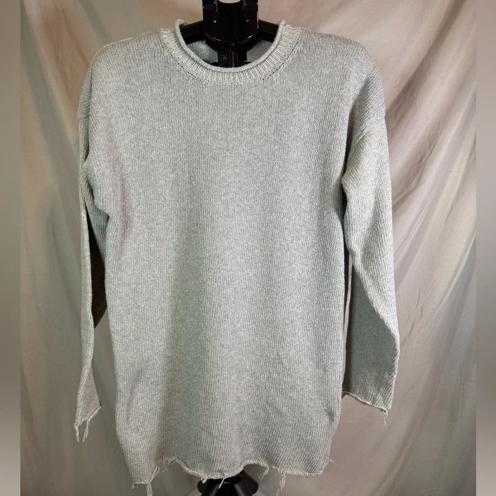 Zara Man Gray Rough-Hem Knit Long Sleeve‎ Sweater 🌫️